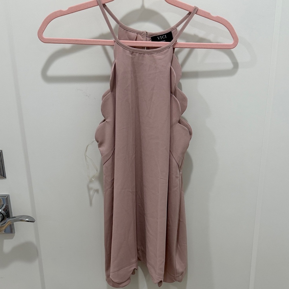 VICI Dusty Blush Scallop Halter Blouse
